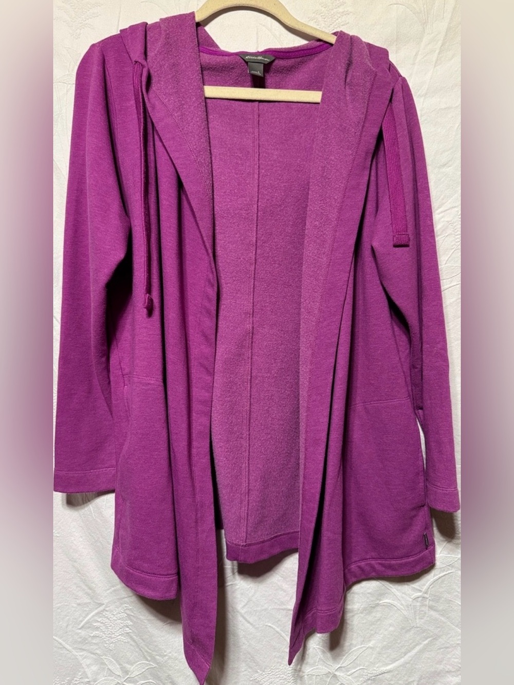 Eddie Bauer  Open Front Hooded Sweatshirt Cardigan/ Fuchsia Large